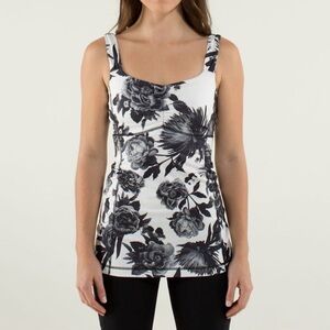 Lululemon Aria Tank II in the Brisk Bloom Black White floral 4